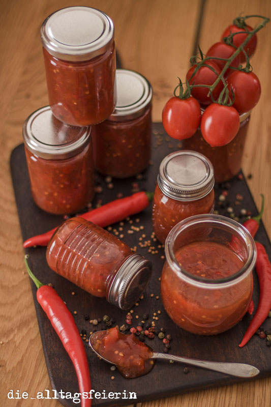 Kulinarisch auf Vorrat, Bloggerevent, Tomaten-Paprika-Salsa, einkochen, einmachen, Tex-Mex