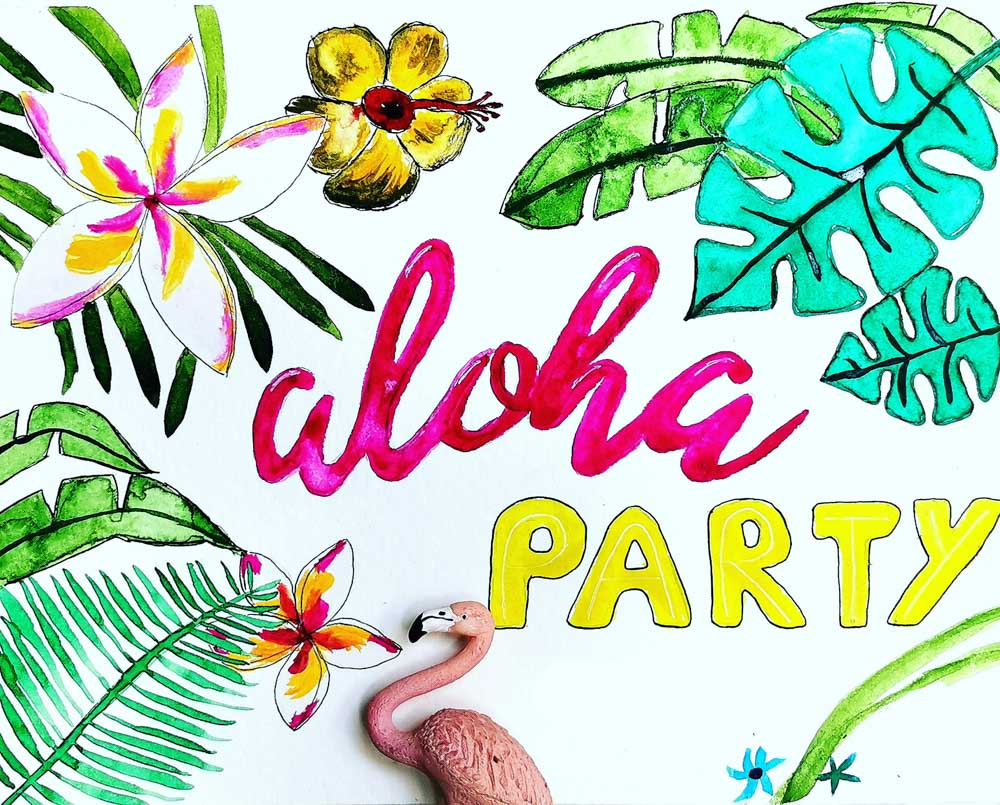 Hawaii-Party, Träumen nach Hawaii mit Bowls und Cocktails