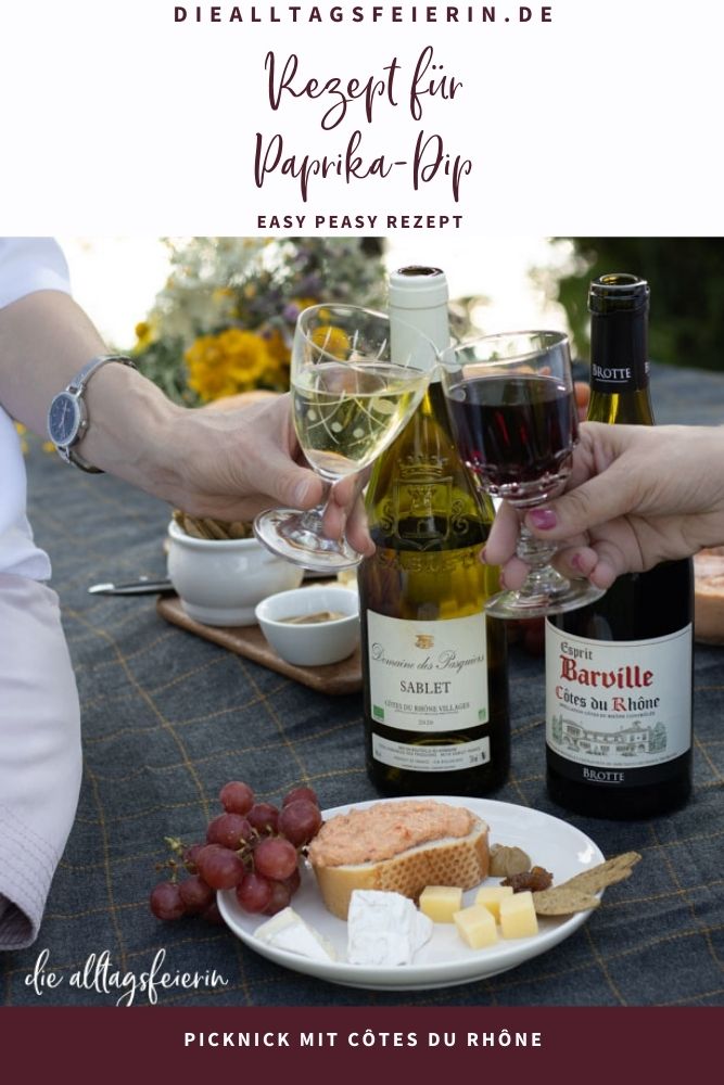Picknick mit Côtes du Rhône Wein