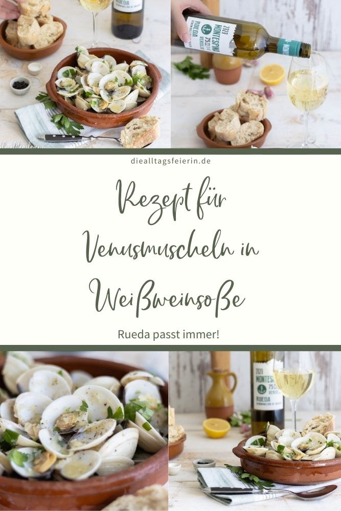 Rezept für Venusmuscheln in Weißweinsoße, mit Weißwein von D. O. Rueda Montespina Verdejo 2020