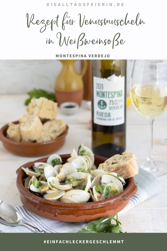 Rezept für Venusmuscheln in Weißweinsoße, mit Weißwein von D. O. Rueda Montespina Verdejo 2020