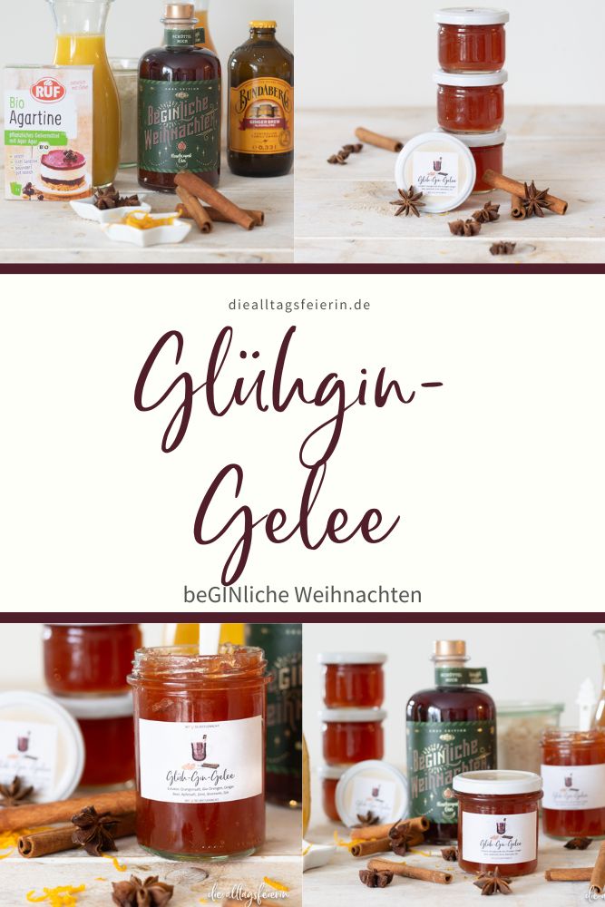Rezept für Glühgin-Gelee, mit Flaschenpost Gin Beginliche Weihnachten, Brat-Apfelgin mit Glitzer, diealltagsfeierin.de