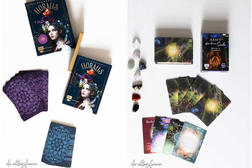 Kartenlegen - Rezension Kartensets Lenormand Floralis & Kraft für deine Seele. Auf diealltagsfeierin.de stelle ich dir zwei Kartensets vor.