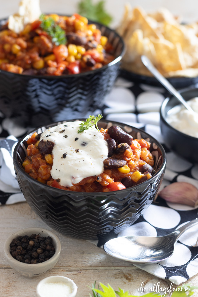 Rezept für veganes Chili, diealltagsfeierin.de