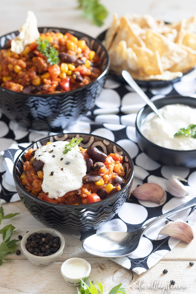 Rezept für veganes Chili, diealltagsfeierin.de