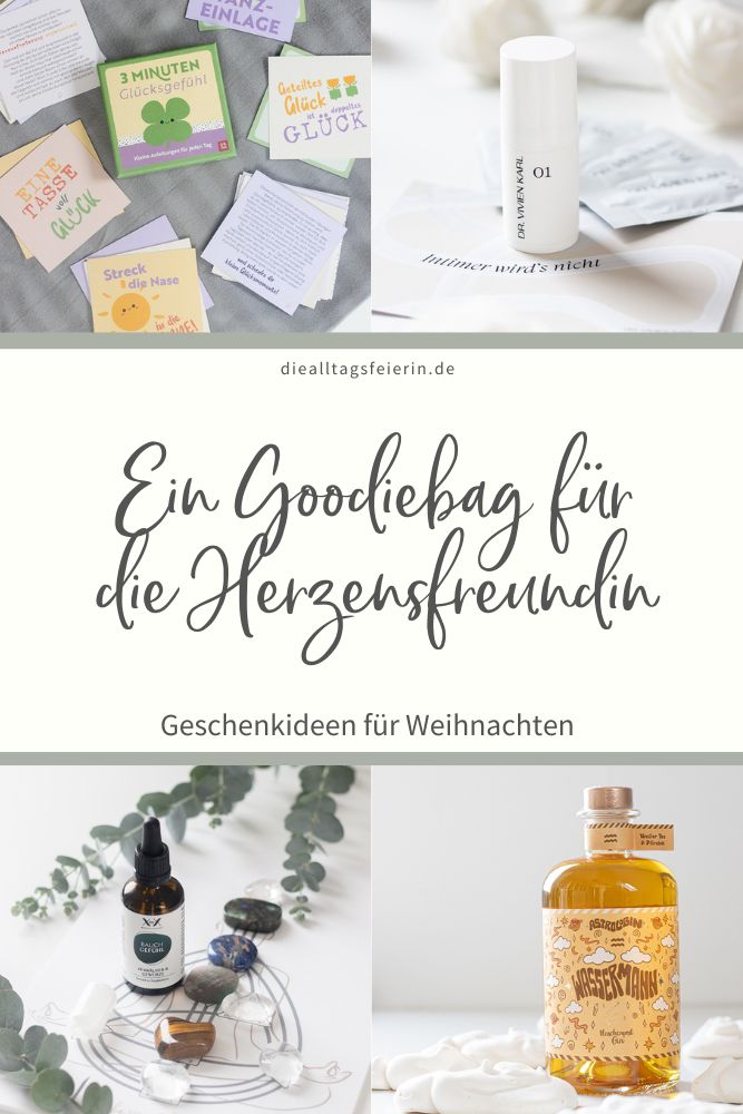 Geschenkidee für Weihnachten: ein Goodiebag für deine Herzensfreundin. XbyX, Dr. Vivien Karl, gitti, Teaballs, Die Geschenkbuchverlage, Taoasis, Flaschenpostgin, diealltagsfeierin.de